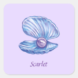 Gepersonaliseerde Parel van de Oceaan (Paarse) Vierkante Sticker