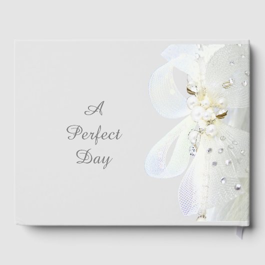 Gepersonaliseerde parels en kant bruiloft gastenboek (Achterkant)