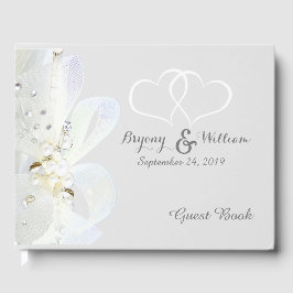 Gepersonaliseerde parels en kant bruiloft gastenboek
