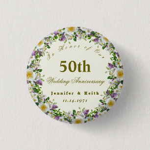 Gepersonaliseerde paren 50ste Jubileum van de Wedd Ronde Button 3,2 Cm