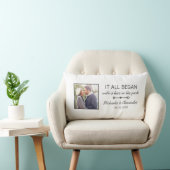 Gepersonaliseerde paren Foto Pas getrouwd Jubileum Kussen (Stoel)