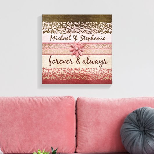 Gepersonaliseerde paren of bruiloft met liefde cit canvas afdruk (Insitu (Woonkamer))