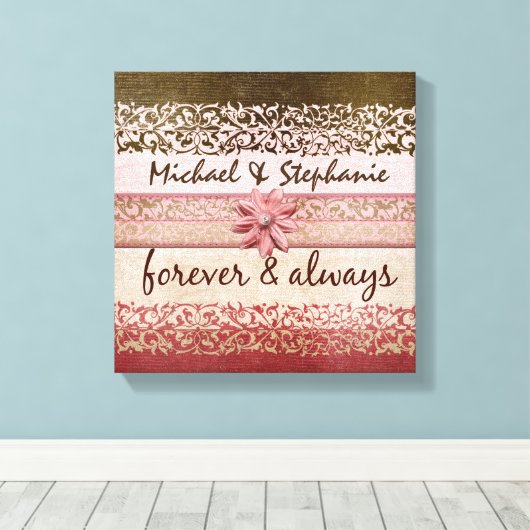 Gepersonaliseerde paren of bruiloft met liefde cit canvas afdruk (Insitu (Houten vloer))