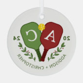 Gepersonaliseerde Paren Pickleball Kerst Ornament (Achterkant)