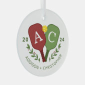 Gepersonaliseerde Paren Pickleball Kerst Ornament (Voorkant Rechts)