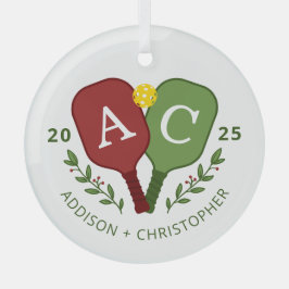 Gepersonaliseerde Paren Pickleball Kerst Ornament