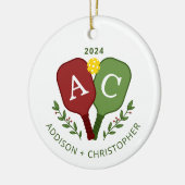 Gepersonaliseerde Paren Pickleball Kerst Ornament (Links)