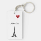 Gepersonaliseerde Parijs-, Eiffeltoren- en Rode ba Sleutelhanger (achterkant)