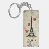 Gepersonaliseerde Parijs-, Eiffeltoren- en Rode ba Sleutelhanger (Voorkant Links)