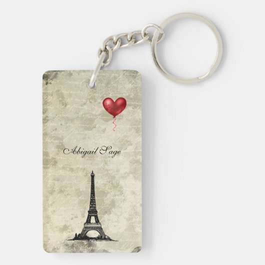 Gepersonaliseerde Parijs-, Eiffeltoren- en Rode ba Sleutelhanger (achterkant)
