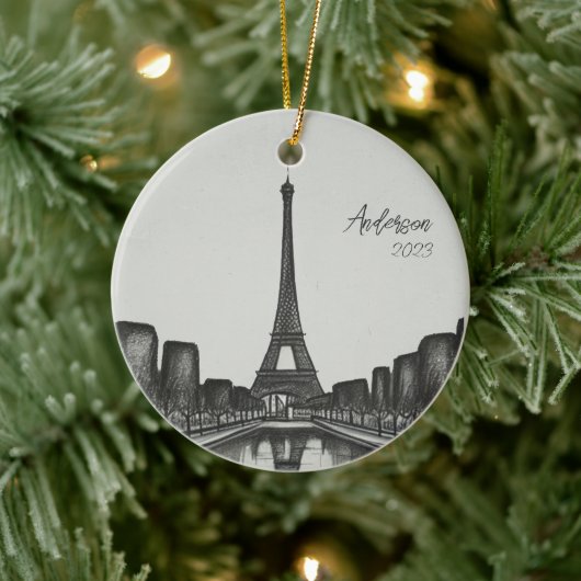 Gepersonaliseerde Parijs Frankrijk Kerstvakantie Keramisch Ornament (Boom)