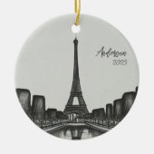 Gepersonaliseerde Parijs Frankrijk Kerstvakantie Keramisch Ornament (Voorkant)