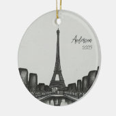 Gepersonaliseerde Parijs Frankrijk Kerstvakantie Keramisch Ornament (Links)