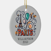Gepersonaliseerde Parijs Frankrijk Kerstvakantie Keramisch Ornament (Rechts)