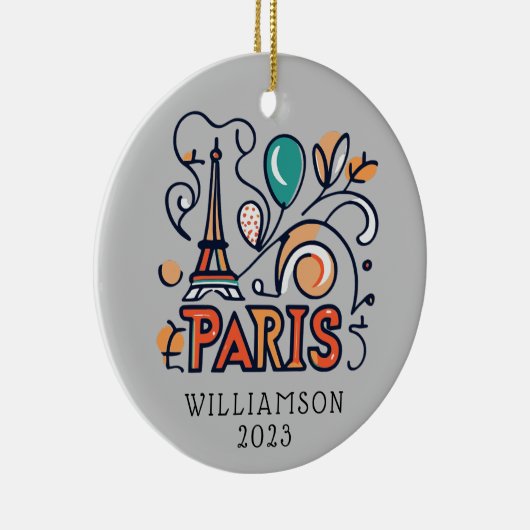 Gepersonaliseerde Parijs Frankrijk Kerstvakantie Keramisch Ornament (Rechts)