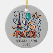 Gepersonaliseerde Parijs Frankrijk Kerstvakantie Keramisch Ornament (Voorkant)
