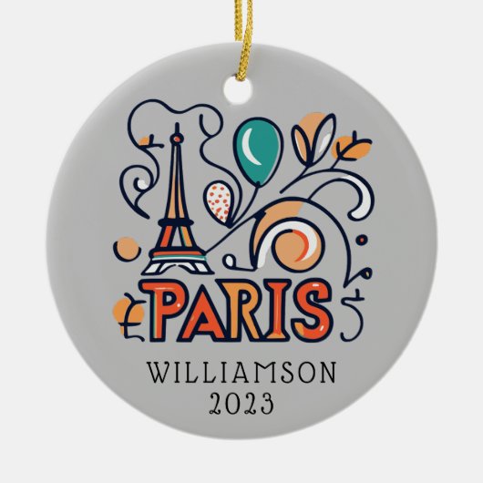 Gepersonaliseerde Parijs Frankrijk Kerstvakantie Keramisch Ornament (Voorkant)