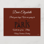 Gepersonaliseerde Parijs reis cadeaubon verrassing Feestdagenkaart (Achterkant)