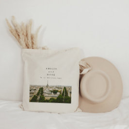 Gepersonaliseerde Parijse bruiloft Waterverf Canva Tote Bag