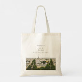 Gepersonaliseerde Parijse bruiloft Waterverf Canva Tote Bag (Achterkant)
