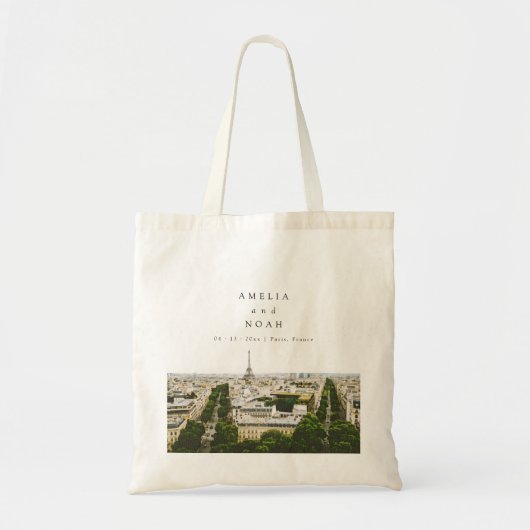 Gepersonaliseerde Parijse bruiloft Waterverf Canva Tote Bag (Voorkant)