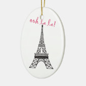 Gepersonaliseerde Paris Eiffeltoren kerstversierin Keramisch Ornament (Links)