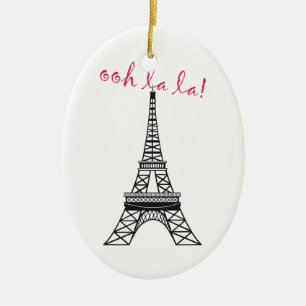 Gepersonaliseerde Paris Eiffeltoren kerstversierin Keramisch Ornament