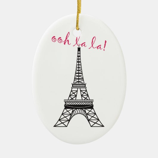 Gepersonaliseerde Paris Eiffeltoren kerstversierin Keramisch Ornament (Voorkant)