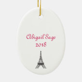Gepersonaliseerde Paris Eiffeltoren kerstversierin Keramisch Ornament (Achterkant)
