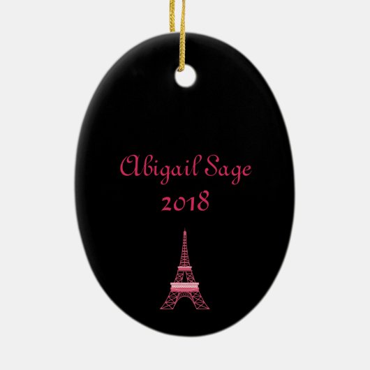 Gepersonaliseerde Paris Eiffeltoren kerstversierin Keramisch Ornament (Achterkant)