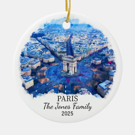 Gepersonaliseerde Paris Ornament, Frankrijk Gift Keramisch Ornament (Voorkant)