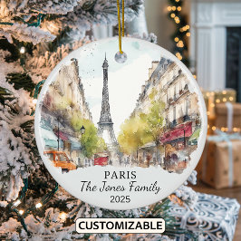 Gepersonaliseerde Paris Ornament, Frankrijk Gift Keramisch Ornament