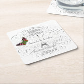 Gepersonaliseerde  Paris Thmet Wedding Party Kartonnen Onderzetters (Schuin)