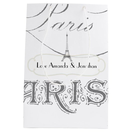 Gepersonaliseerde  Paris Thmet Wedding Party Medium Cadeauzakje (Achterkant)
