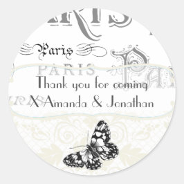 Gepersonaliseerde  Paris Thmet Wedding Party Ronde Sticker