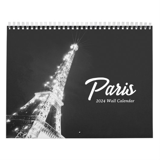 Gepersonaliseerde Paris Travel Minimalist zwart-wi Kalender (Hoes)