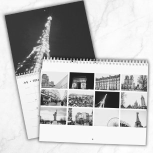 Gepersonaliseerde Paris Travel Minimalist zwart-wi Kalender