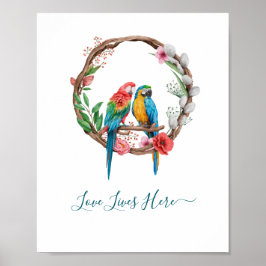 Gepersonaliseerde parrots Macaw Birds Colorful Flo Poster
