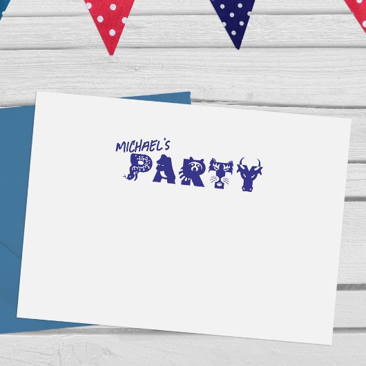 Gepersonaliseerde Partij Dierlijke Uitnodiging Rub Zelfinktende Stempel