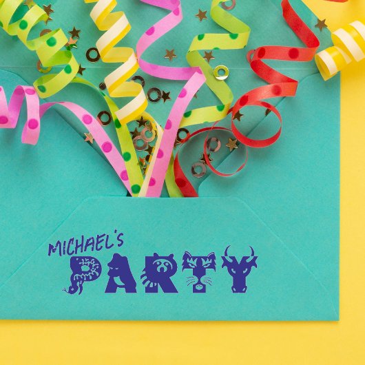 Gepersonaliseerde Partij Dierlijke Uitnodiging Rub Zelfinktende Stempel