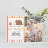 Gepersonaliseerde partij egel en cupcake kaart (Staand voorkant)