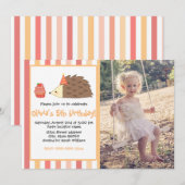 Gepersonaliseerde partij egel en cupcake kaart (Voorkant / Achterkant)