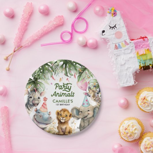 Gepersonaliseerde partijendieren Oerwoud Birthday Papieren Bordje (Feest)