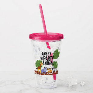 Gepersonaliseerde Party Animal Safari Giveaway Acryl Drinkbeker