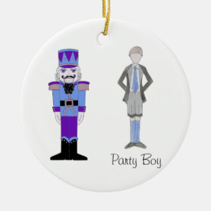 Gepersonaliseerde Party Boy Notenkraker Keramisch Ornament