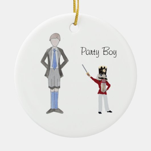 Gepersonaliseerde Party Boy Notenkraker Keramisch Ornament (Voorkant)