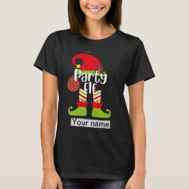 Gepersonaliseerde party elf kerstshirt voor vrouwe t-shirt