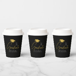 Gepersonaliseerde Party Ready 8 oz zwart Afstudeer Papieren Bekers