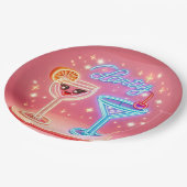 Gepersonaliseerde Party Time Neon Uitnodiging Papieren Bordje (Gekanteld)