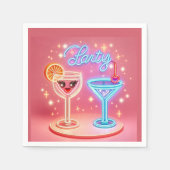Gepersonaliseerde Party Time Neon Uitnodiging Servet (Voorkant)